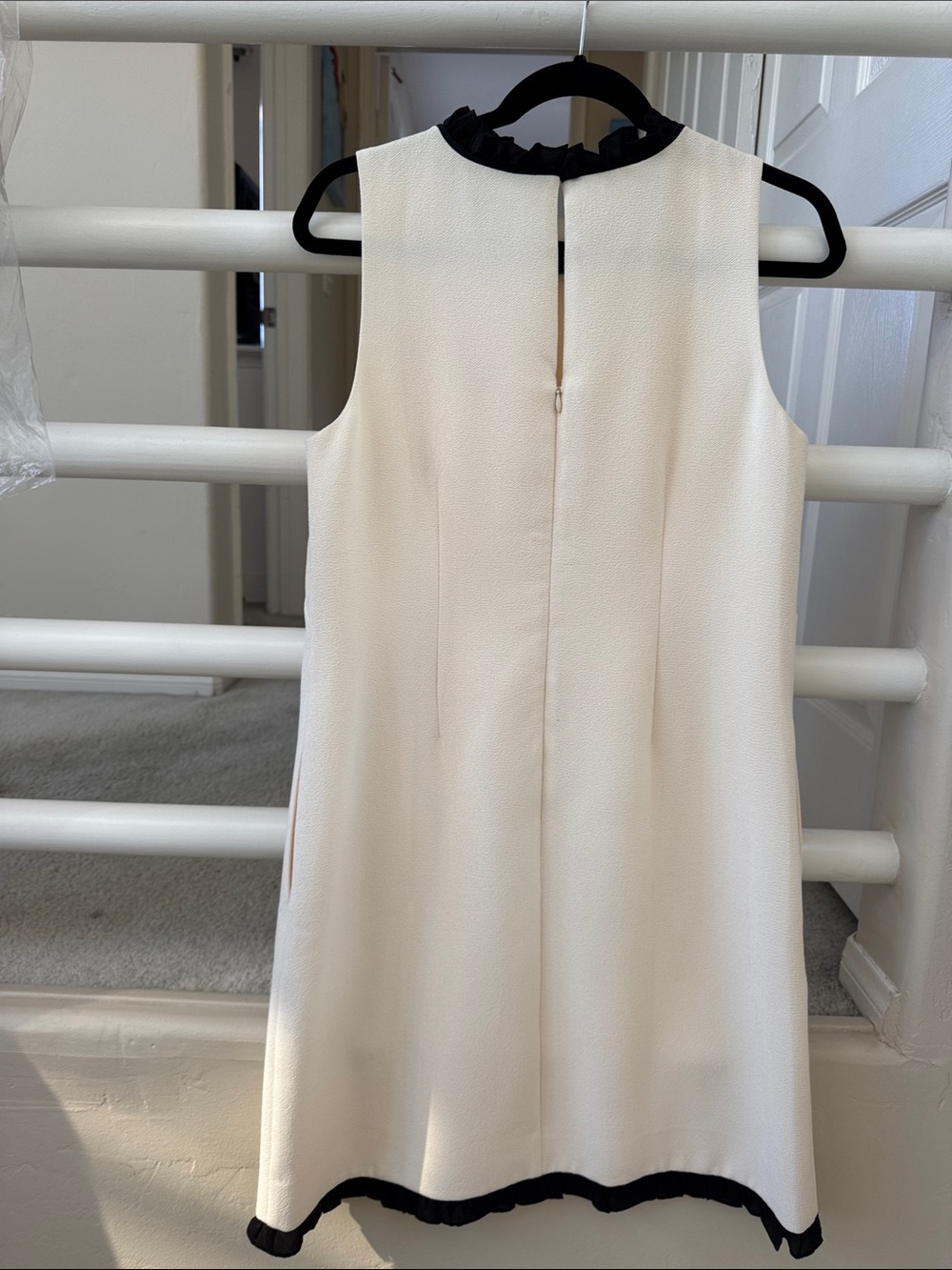 J. Crew Cream Shift Dress with Black Ruffle Trim - Picture 6 of 10